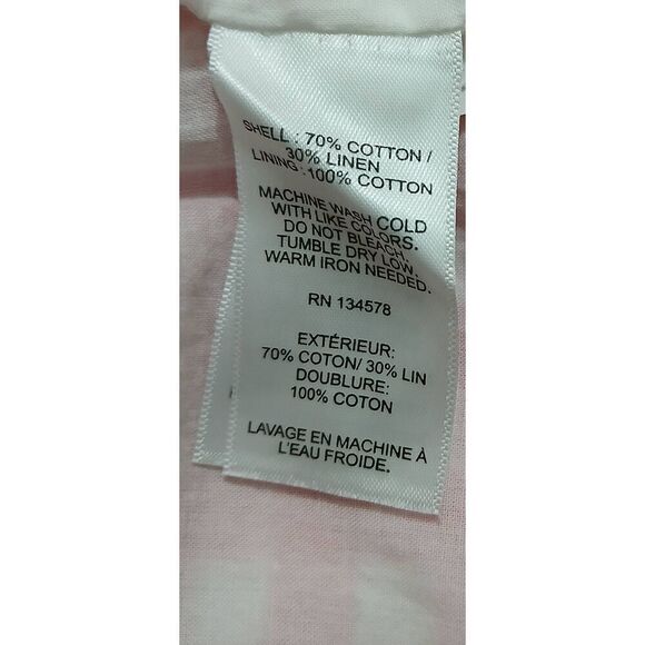 Vineyard vines womens small pink white gingham plaid square neck linen dress - Picture 5 of 6